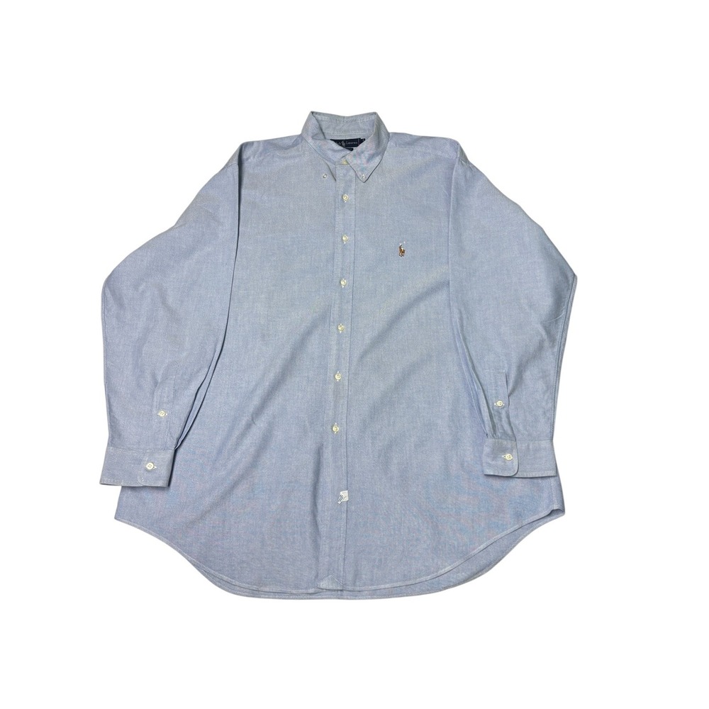 Polo Ralph Lauren Yarmouth Blue Oxford Shirt Mens 17-34 Long Sleeve Cotton